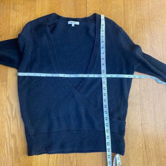 Madewell Alpaca Wool Black Faux Wrap Sweater - Picture 9 of 9